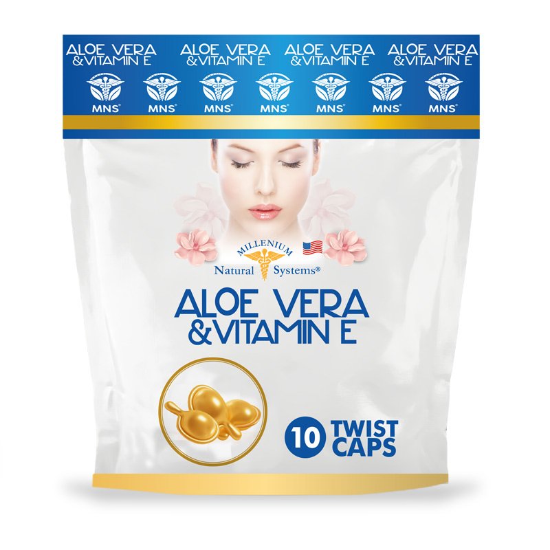 Aloe-Vera-Vitamin-E-x-10-Twist-Caps-perlas-MNS ALOE VERA & VITAMINA E X10 TWIST CAPS - MNS - Imagen 1