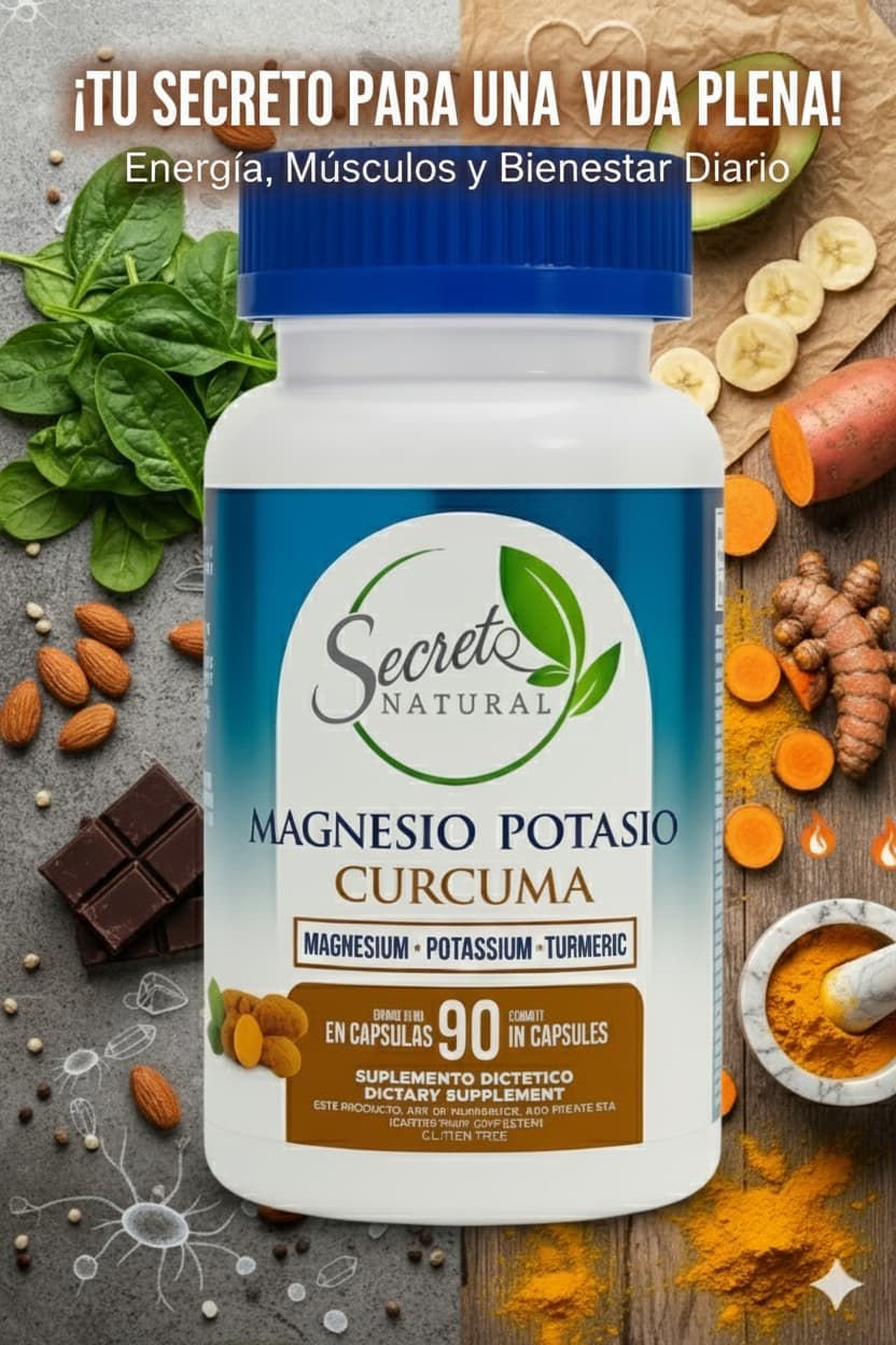 Mag_Pot_Cur_SecretoNatural Magnesio, Potasio y Cúrcuma - 90 Cápsulas - Secreto Natural - Imagen 1